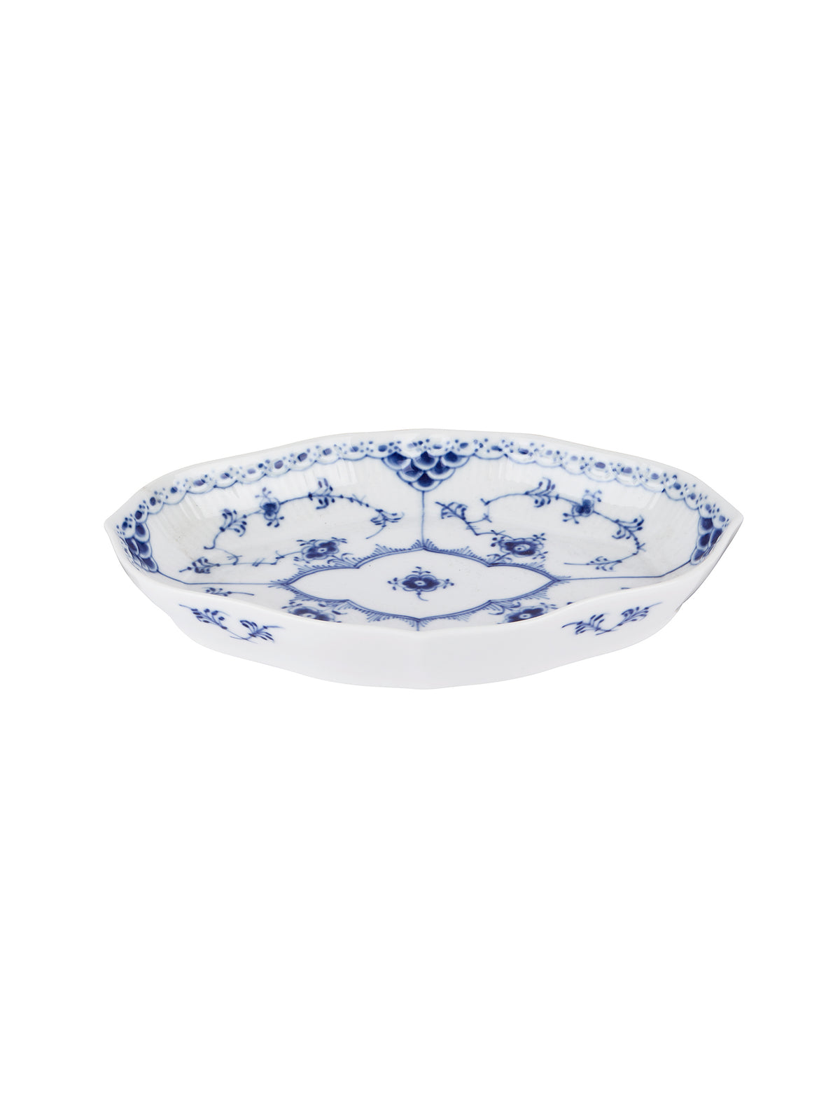 Vintage 1930s Royal Copenhagen Blue Fluted Half Lace Pickle Dish Medium Weston 