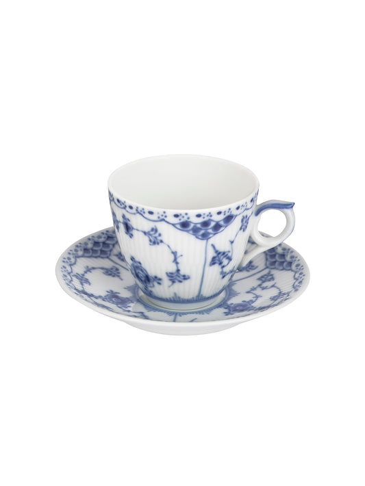 Vintage Royal Copenhagen Blue Fluted Half Lace Tea Cup and Saucer Weston Table
