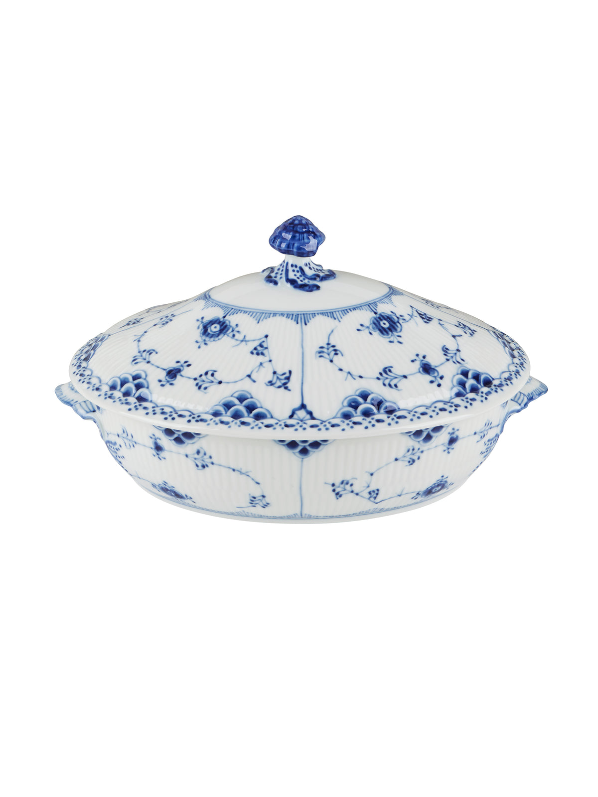 Vintage Royal Copenhagen Blue Fluted Half Lace Covered Vegetable Casserole Dish
