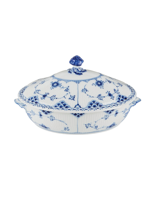 Vintage Royal Copenhagen Blue Fluted Half Lace Covered Vegetable Casserole Dish