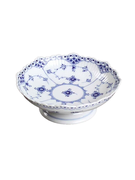 Vintage Royal Copenhagen Blue Fluted Half Lace Bowl on Foot Weston Table