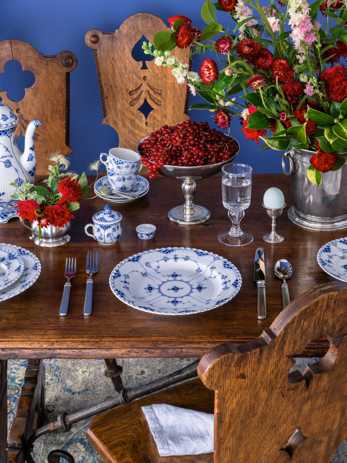 Vintage Royal Copenhagen Blue Fluted Full Lace Dinner Plate Weston Table