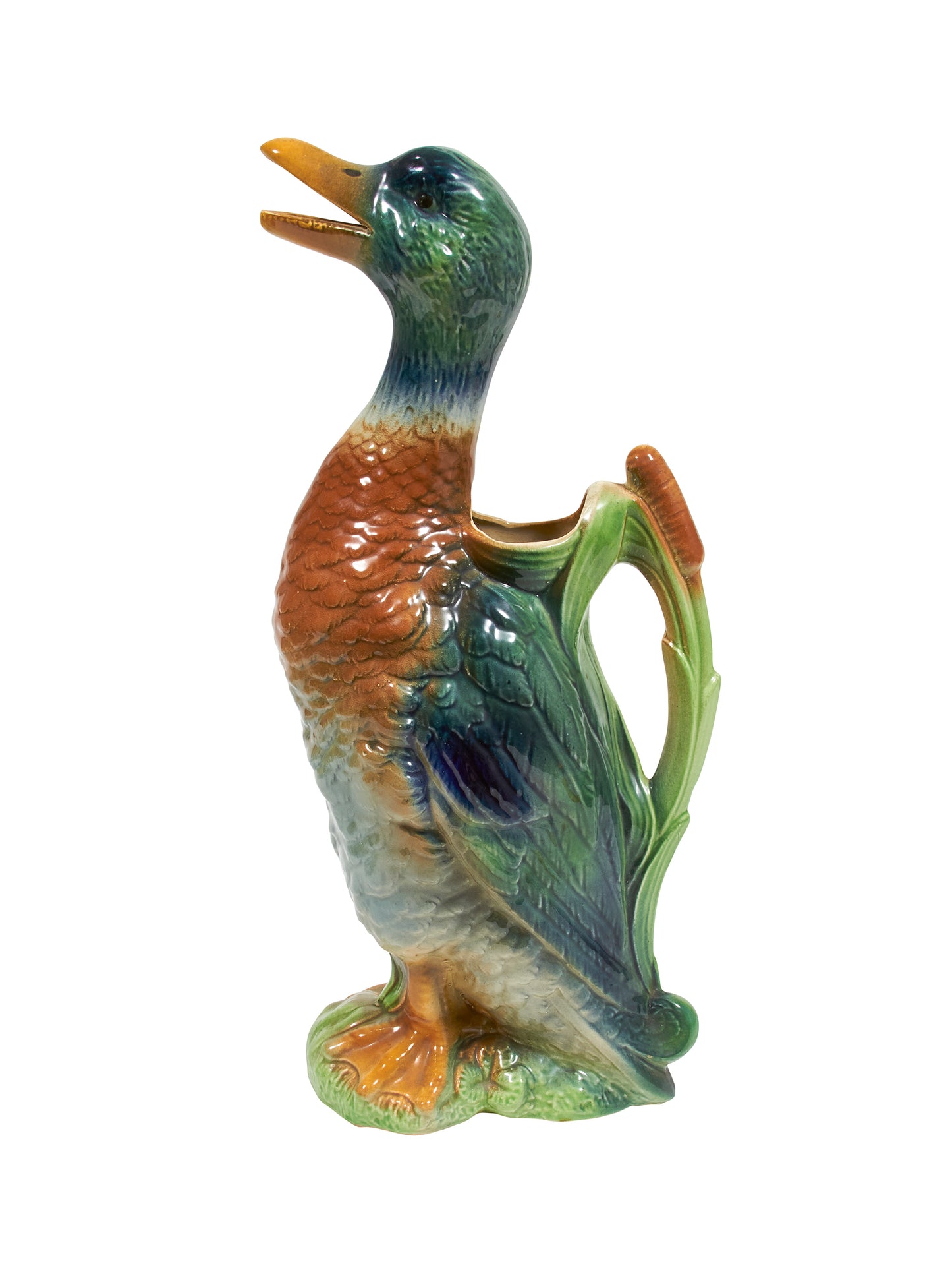 Vintage Saint Clément Majolica Duck Pitcher 1930s Weston Table