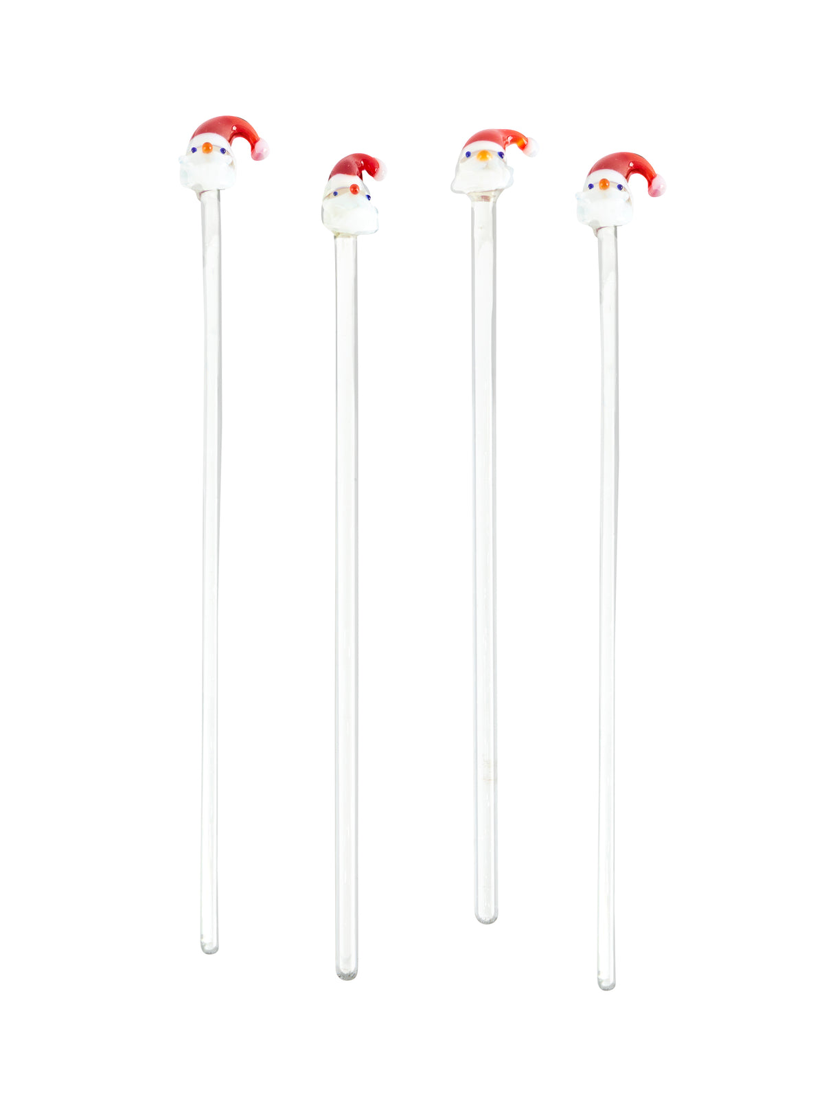 Vintage Santa Claus Glass Cocktail Stirrers Set of Four Weston Table