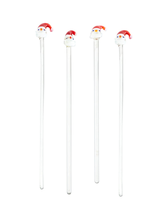Vintage Santa Claus Glass Cocktail Stirrers Set of Six Weston Table