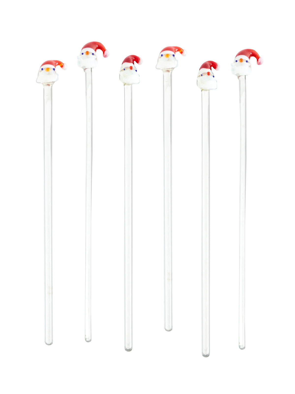 Vintage Santa Claus Glass Cocktail Stirrers Set of Six Weston Table