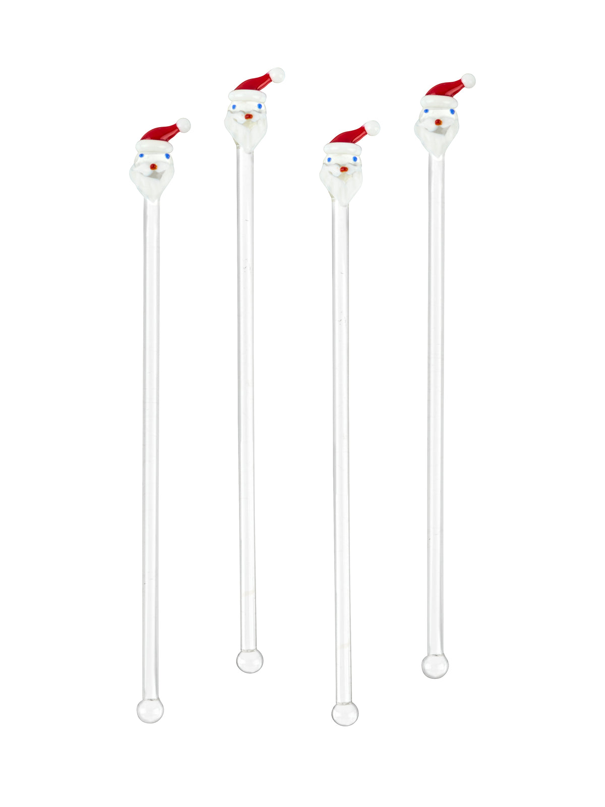 Vintage Santa Claus Glass Swizzle Sticks Set of Four Weston Table