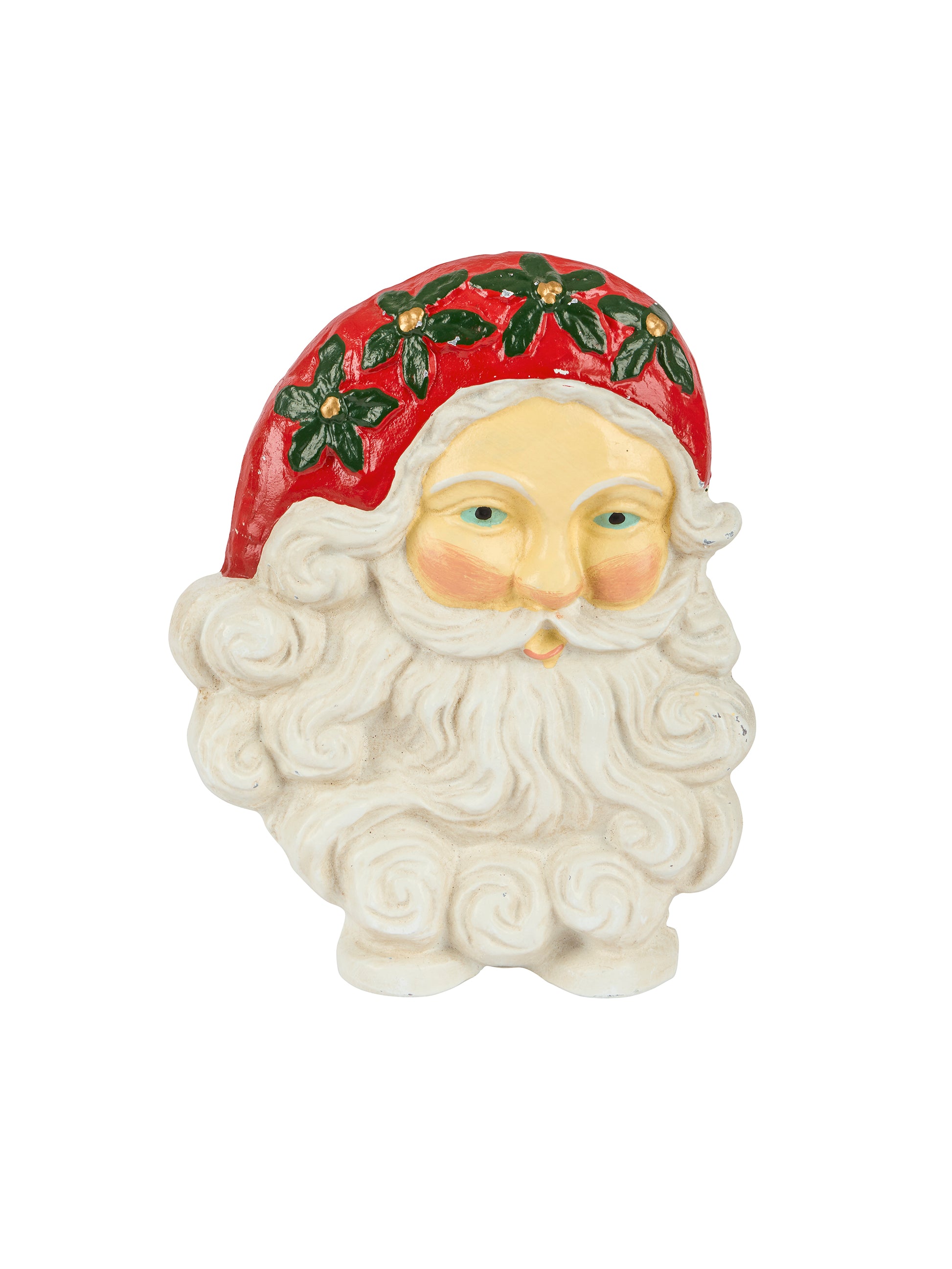 Vintage Santa with Stocking Garland Cast Iron Doorstop Weston Table
