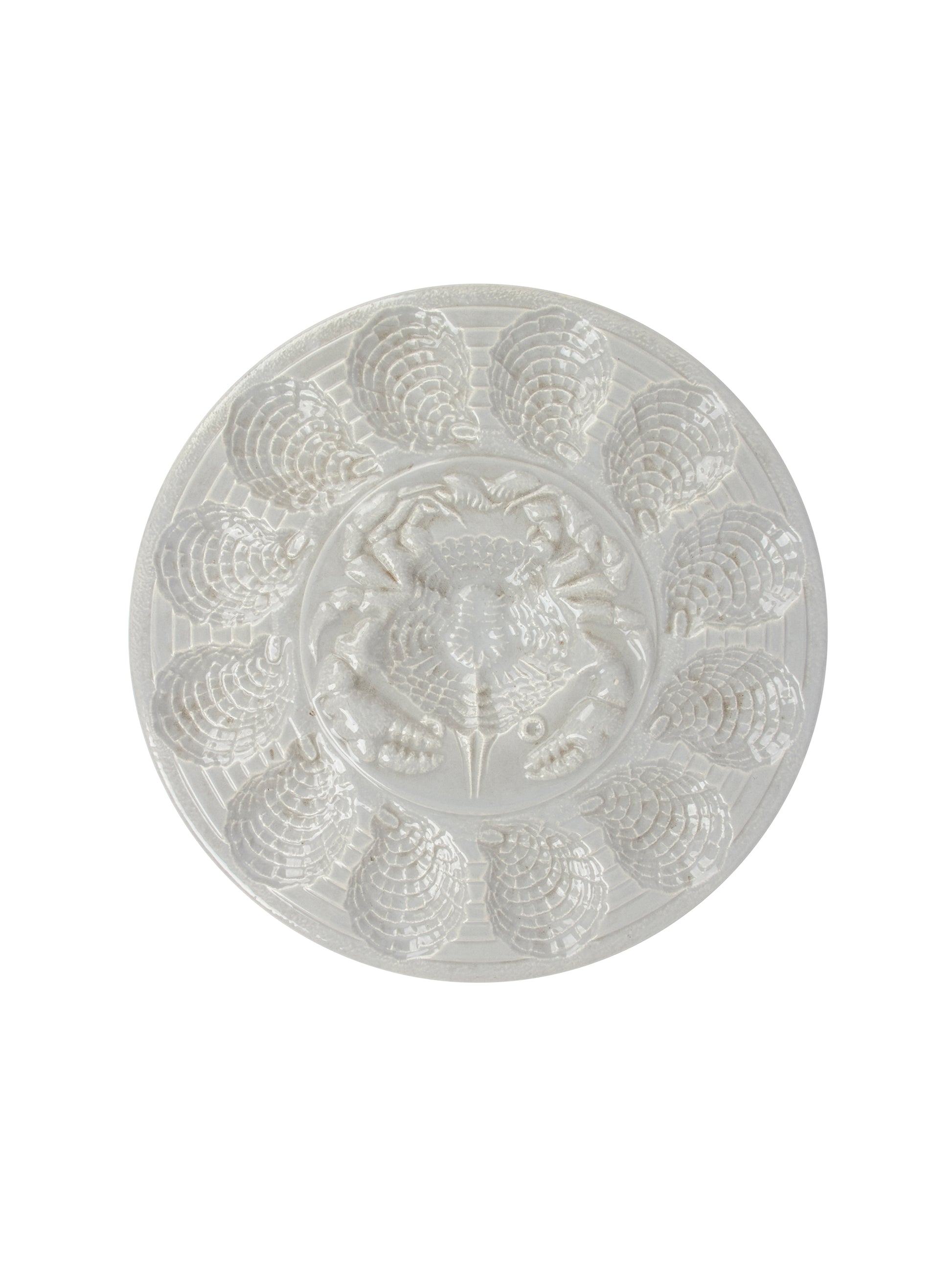 Vintage Sarreguemines Grey Crab Oyster Platter