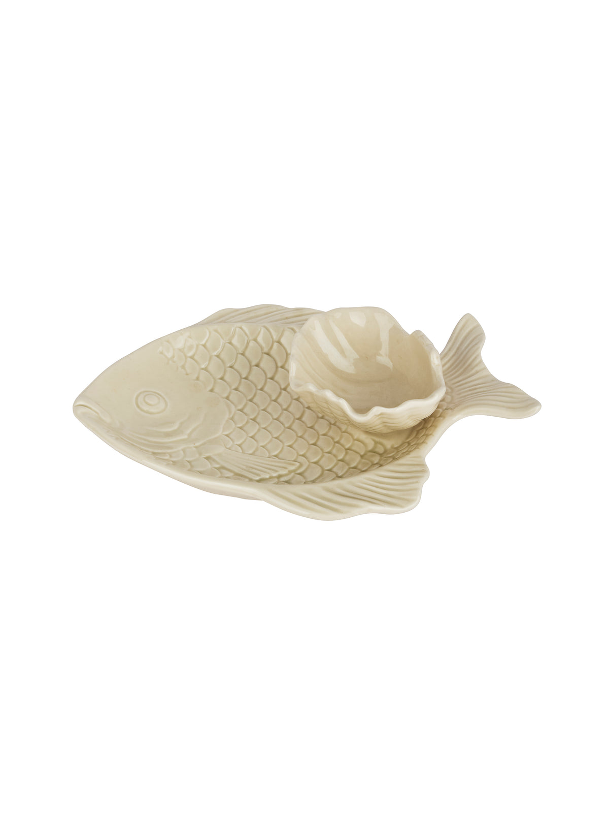 Vintage Scaled Fish Plate with Sauce Bowl Weston Table