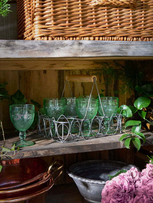 Vintage Scalloped Edge Wire Bistro Glass Caddy Weston Table