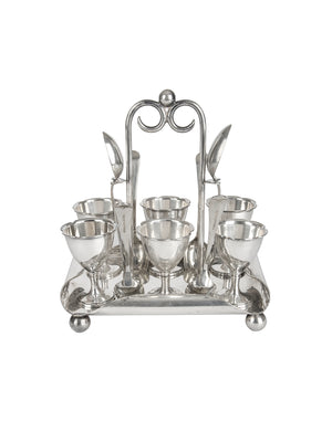  Vintage Silver Plate Six Egg Cup Caddy One Weston Table 