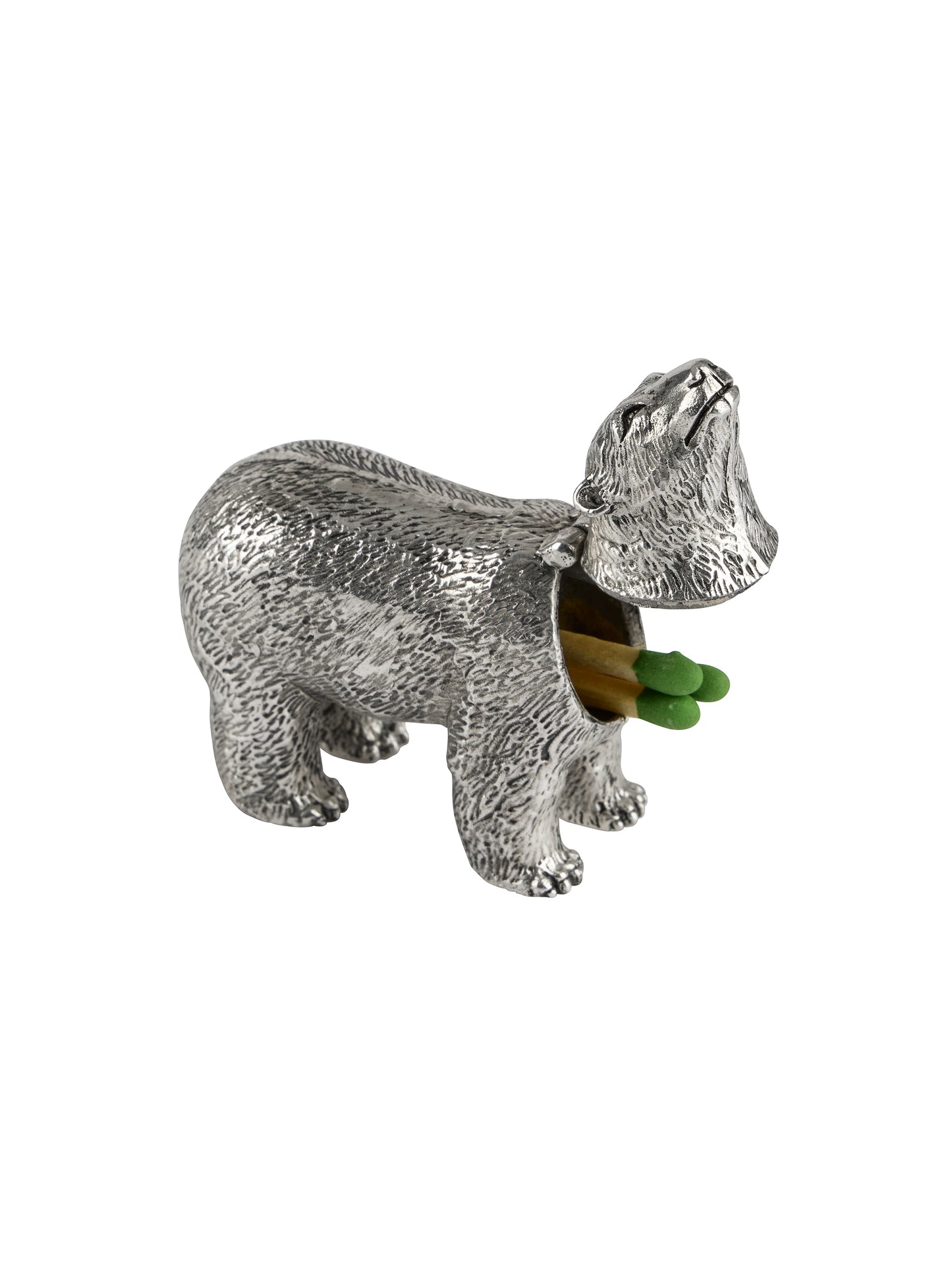 Vintage Silver Plate Polar Bear Match Safe Weston Table