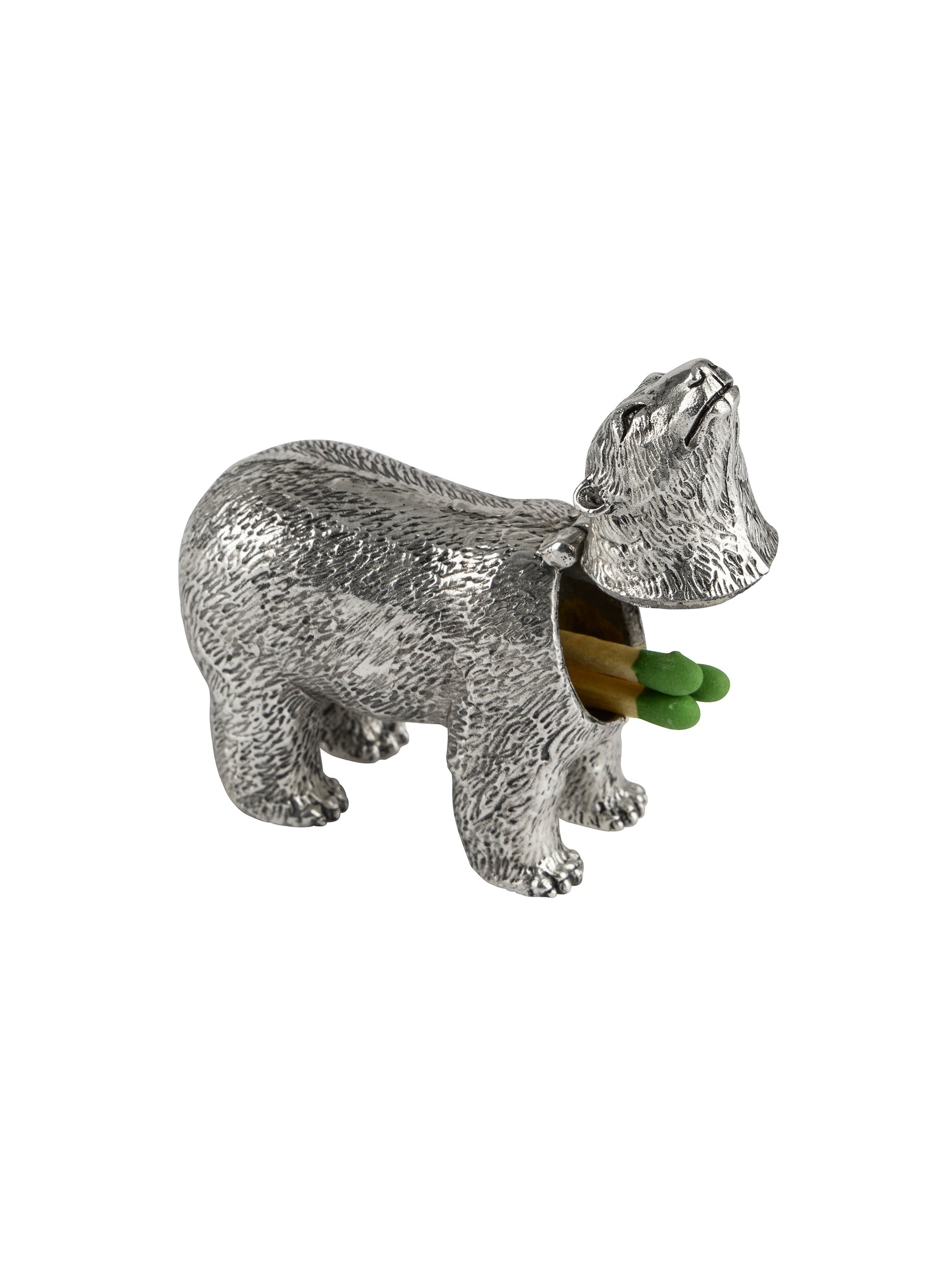 Vintage Silver Plate Polar Bear Match Safe Weston Table