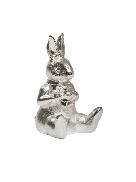 Vintage Silver Plate Sitting Rabbit Coin Bank Weston Table