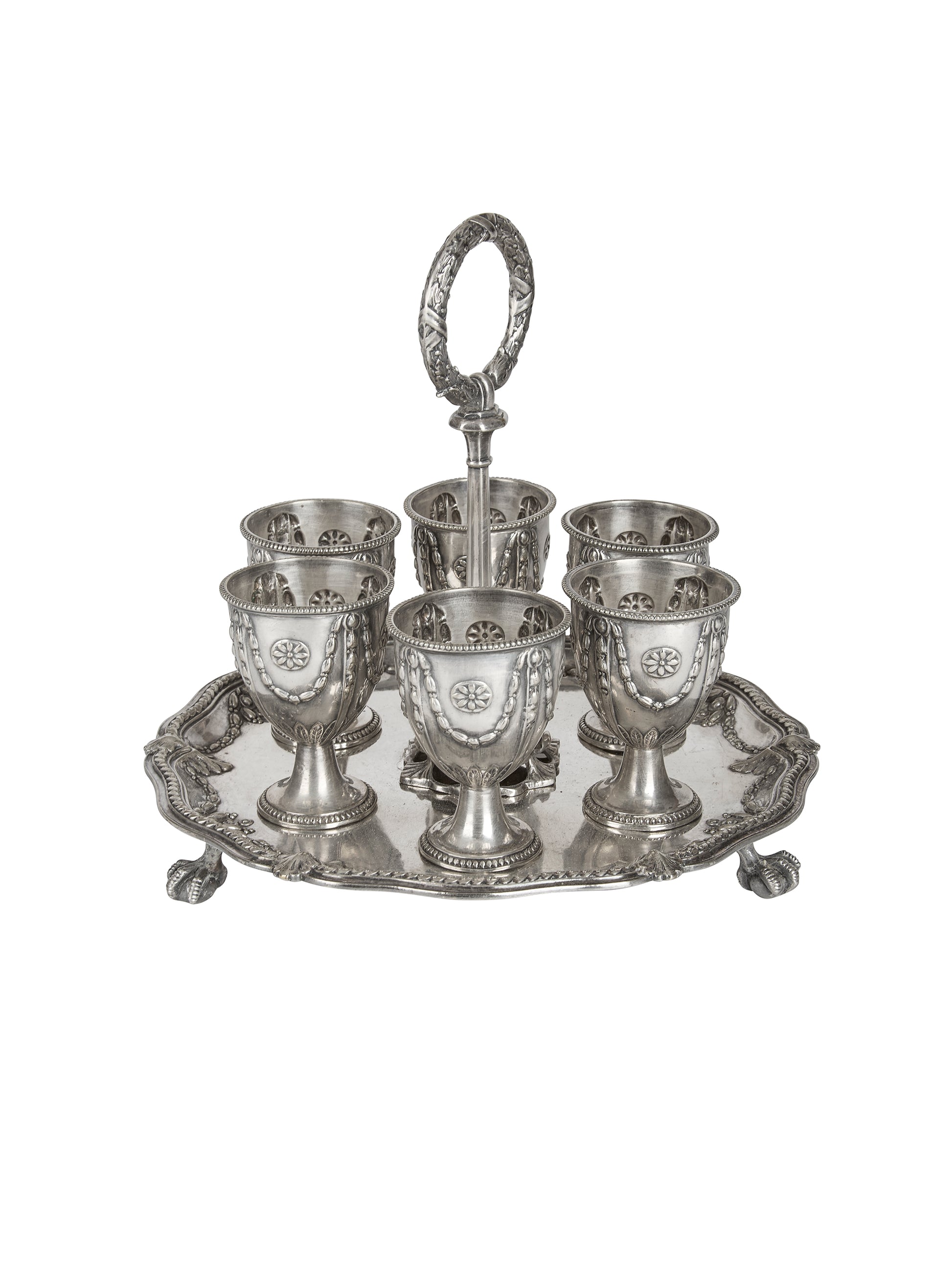 Vintage Silver Plate Six Egg Cup Caddy TwoWeston Table