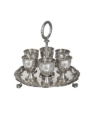  Vintage Silver Plate Six Egg Cup Caddy TwoWeston Table 