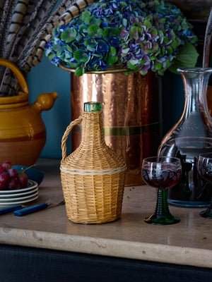  Vintage Small French Wicker Wrapped Wine Bottle Weston Table 