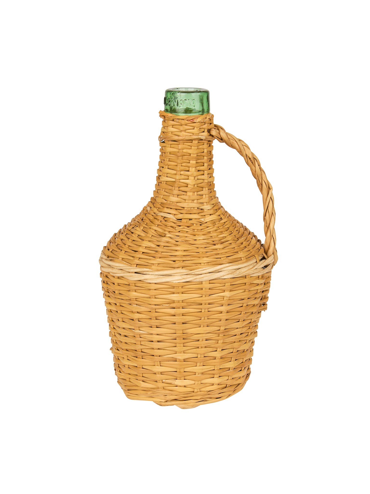 Vintage Small French Wicker Wrapped Wine Bottle Weston Table