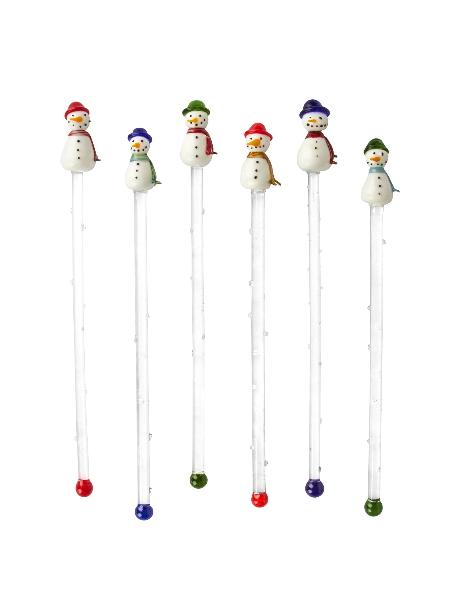 Vintage Snowman Highball Glass Swizzle Sticks Weston Table