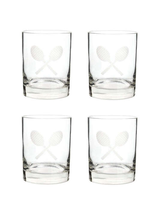 Vintage Tennis Crossed Racquet Glasses Weston Table