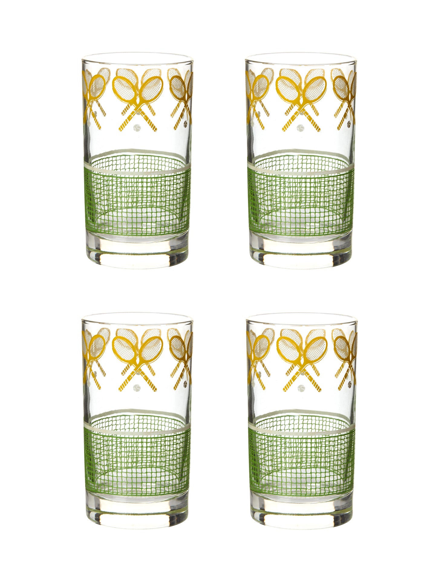 Vintage Tennis Racquet & Net Highball Glasses Weston Table