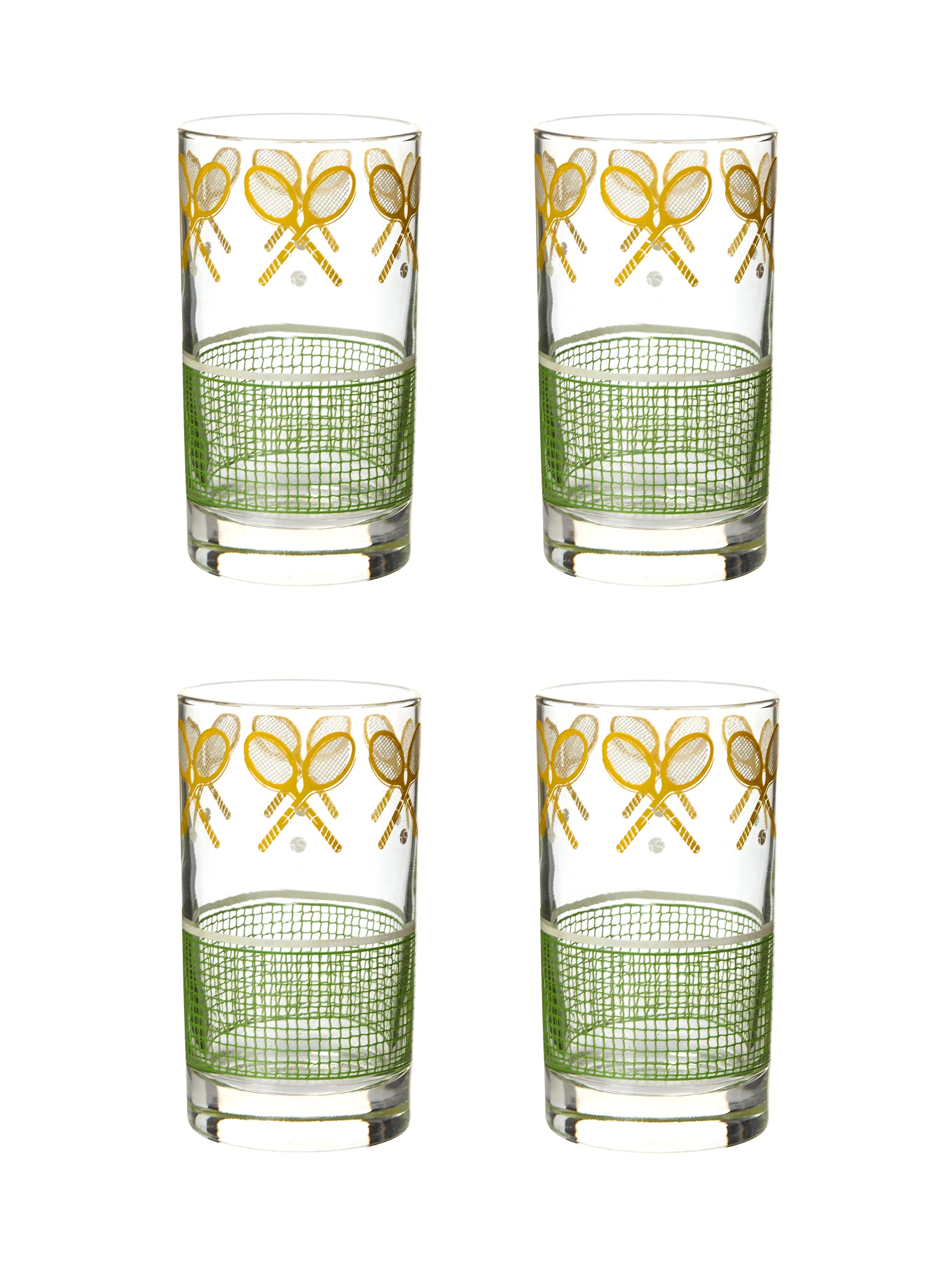 Vintage Tennis Racquet & Net Highball Glasses Weston Table