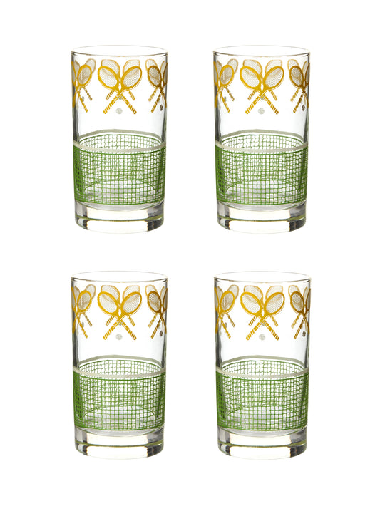 Vintage Tennis Racquet & Net Highball Glasses Weston Table