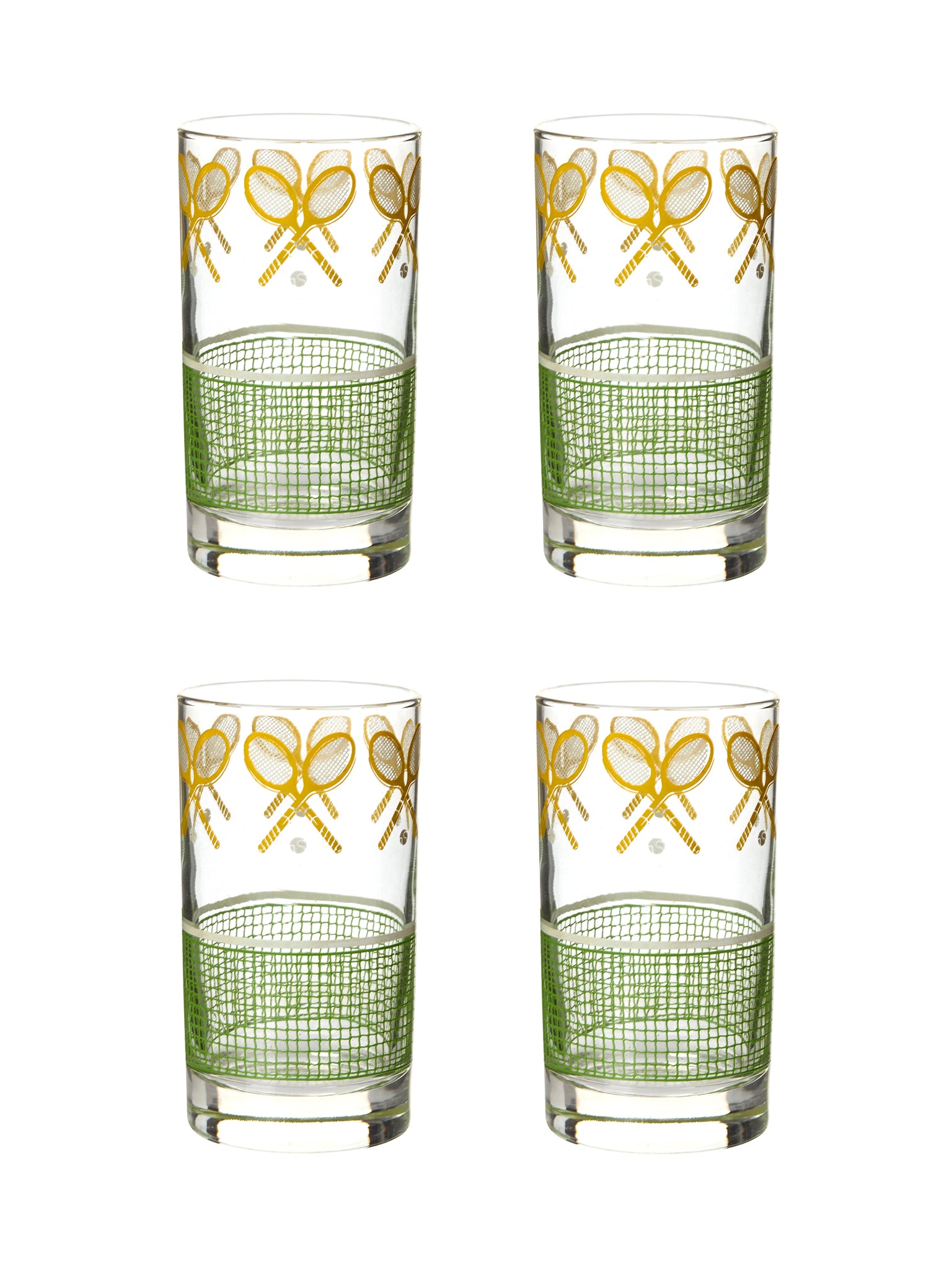 Vintage Tennis Racquet & Net Highball Glasses Weston Table