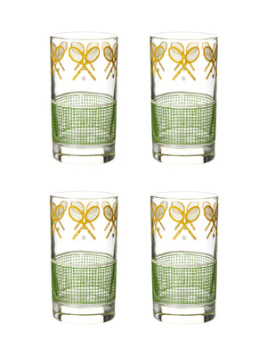 Vintage Tennis Racquet & Net Highball Glasses Weston Table 