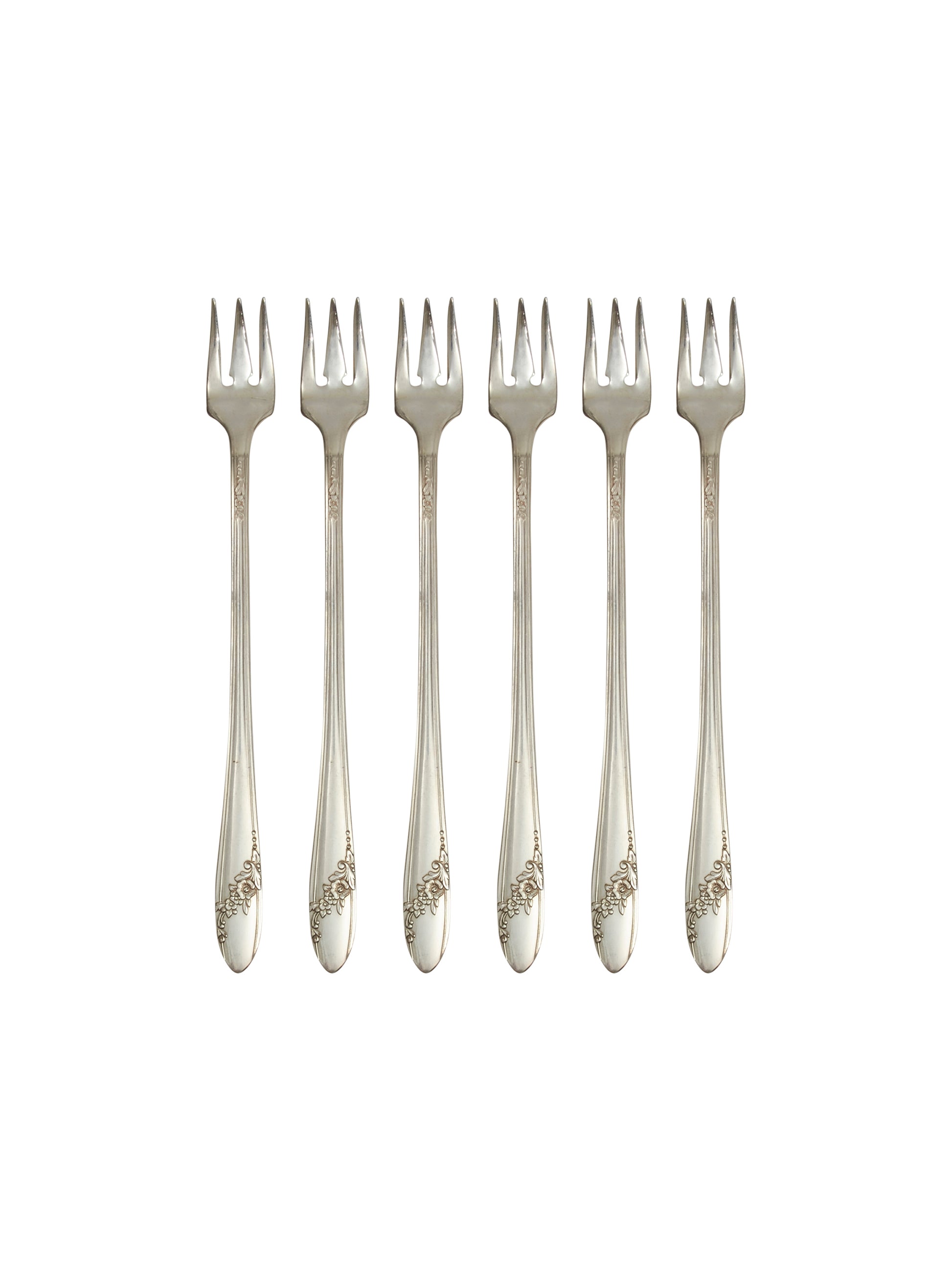 Vintage 1940s Tudor Silver Plate Oyster Forks Set of Six Weston Table