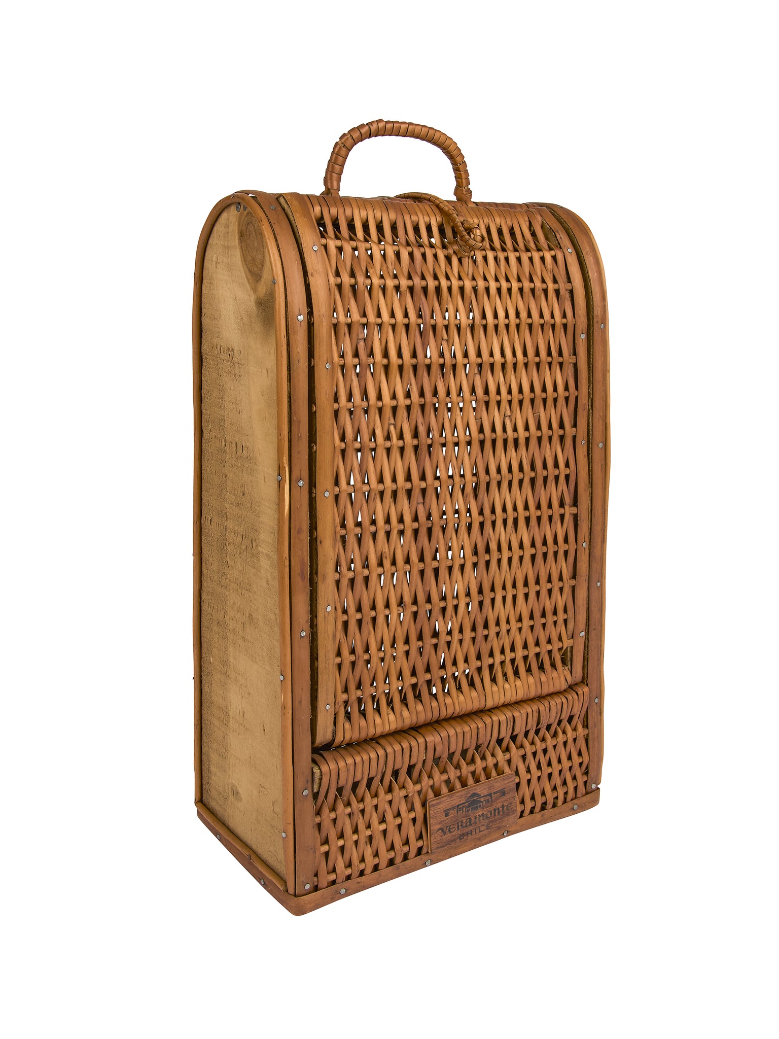 Vintage Veramonte Chile Wicker Wine Carrier Weston Table