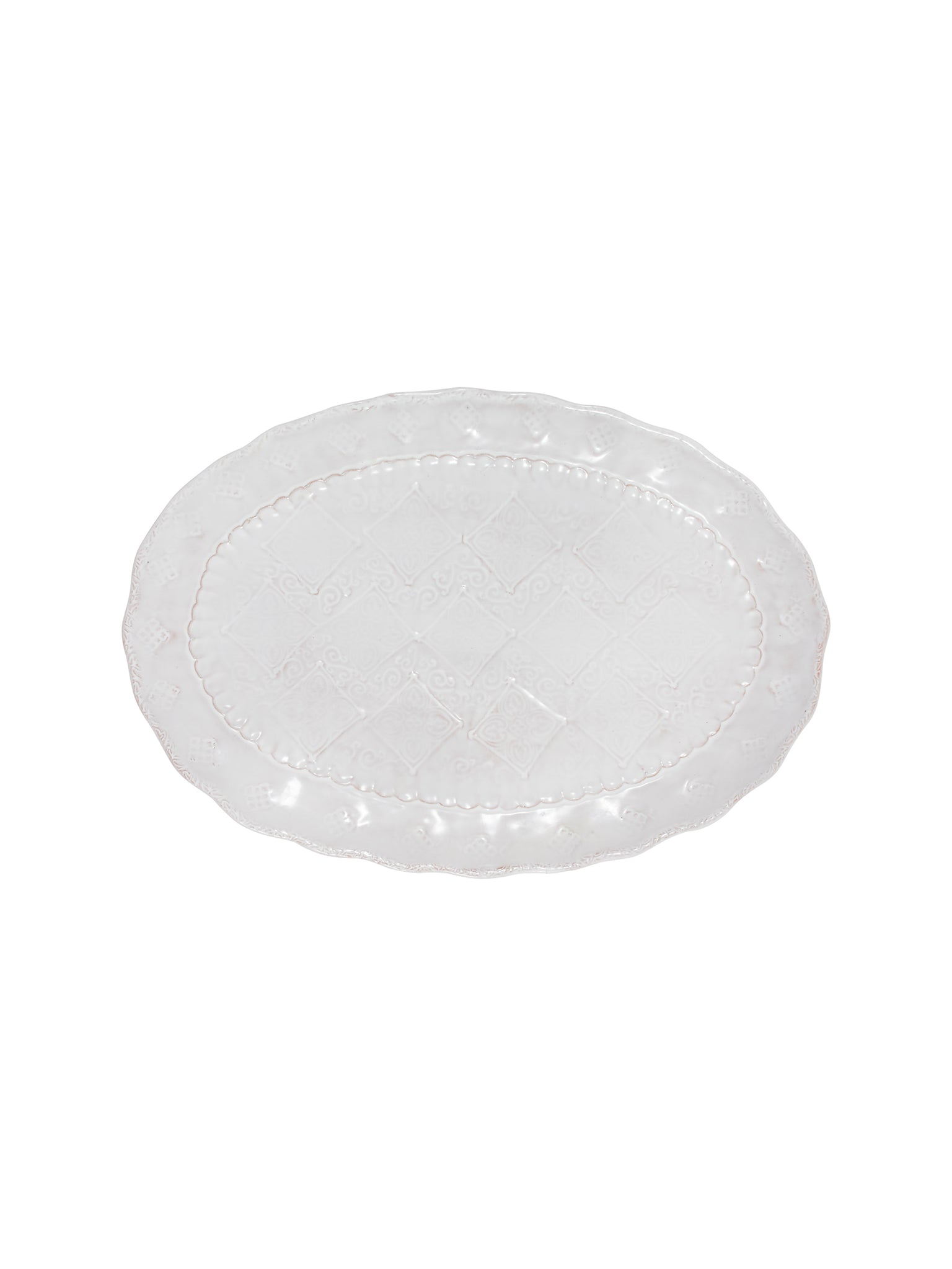 Vintage Vietri Bellezza White Oval Scallop Rim Serving Platter Weston Table