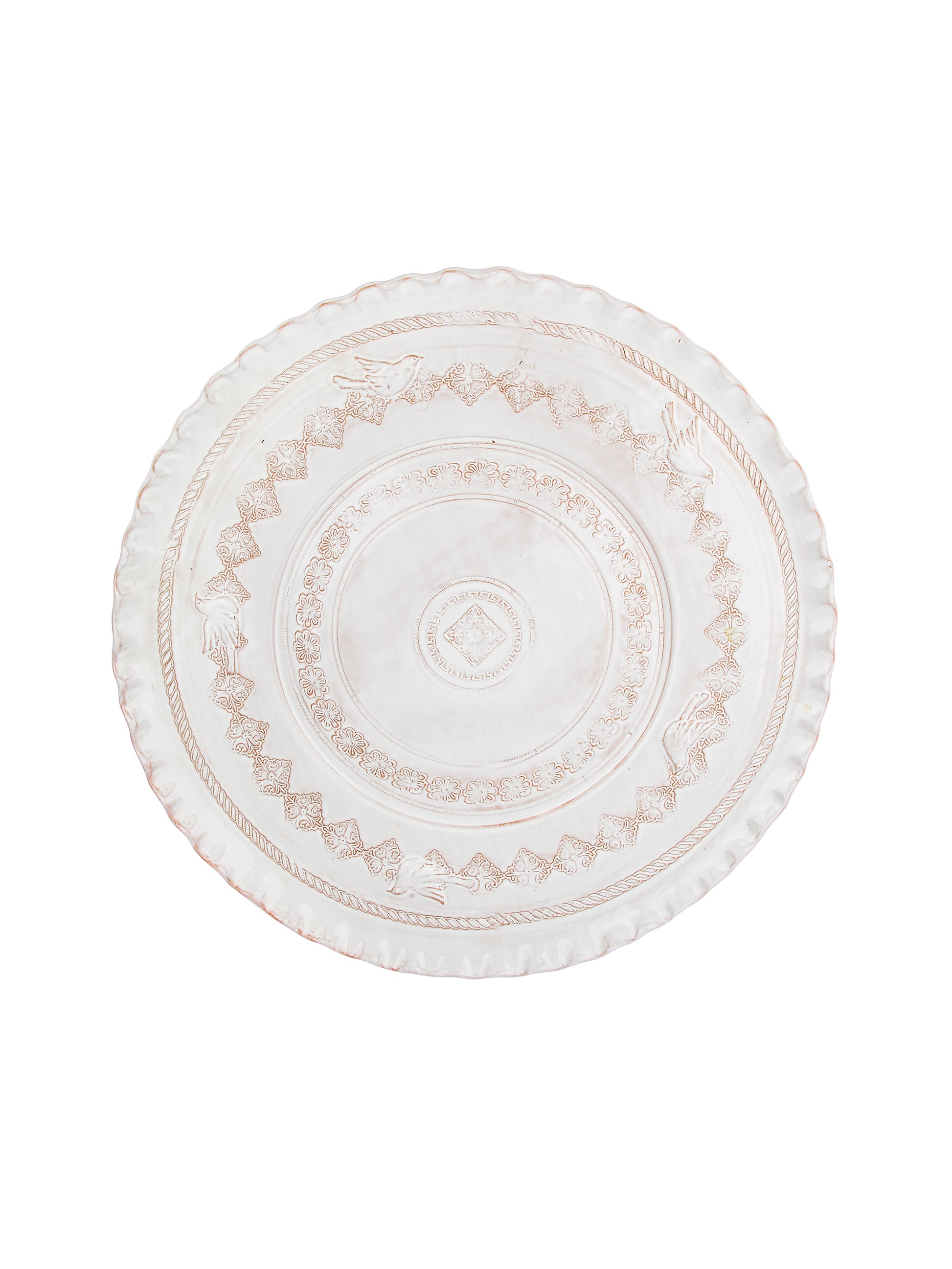 Vintage Vietri Bellezza White Round Scallop Rim Serving Platter Weston Table