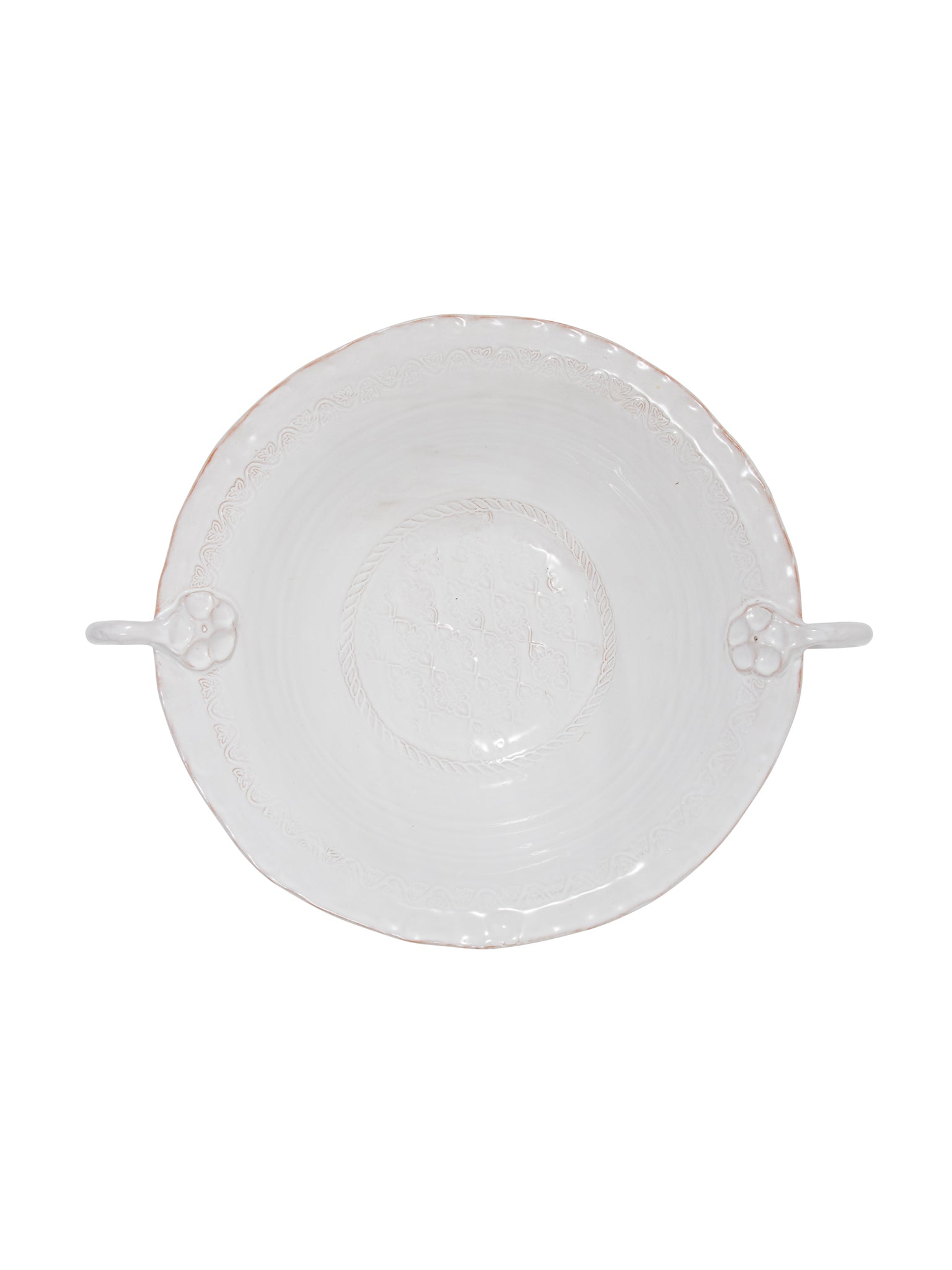 Vintage Vietri Bellezza White XL Handled Serving Bowl Weston Table