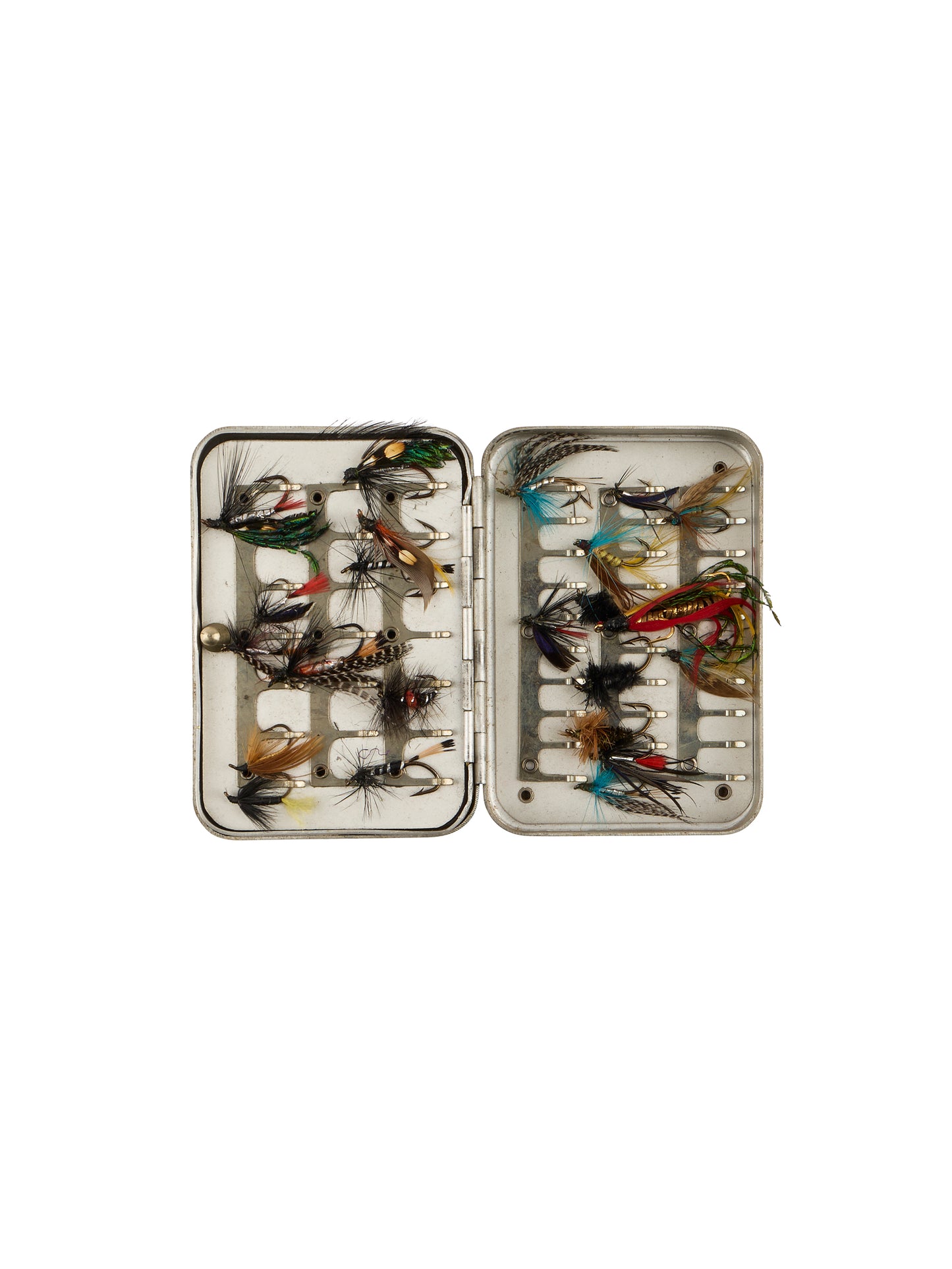 Vintage Wheatley Pocket Fly Fishing Box 102 Flies Weston Table