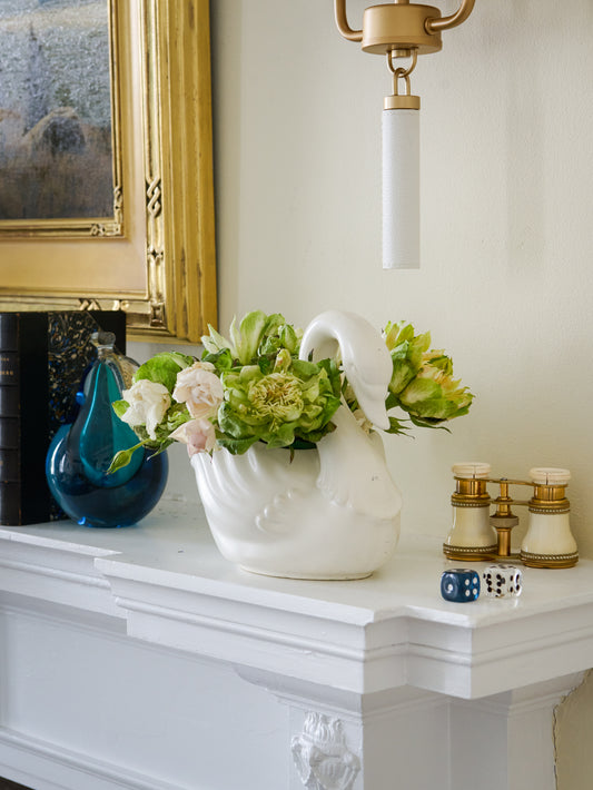 Vintage White Swan Planter Weston Table