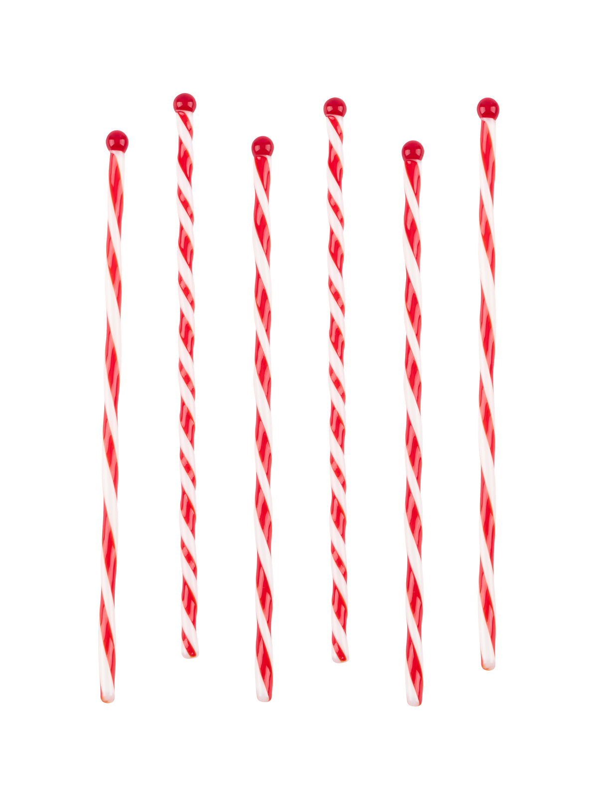 Vintage White and Red Peppermint Stick Swizzle Sticks Set of Six Weston Table