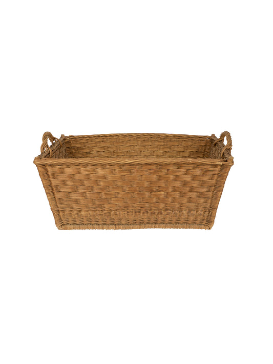 Vintage 1950s Medium French Rectangular Wicker Basket Style One