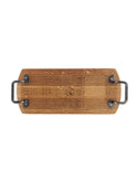 Vintage Wine Barrel Rectangular Wrought Iron Handled Serving Board Five Weston Table