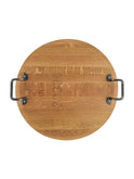 Vintage Wine Barrel Serving Board with Wrought Iron Handles Four Weston Table