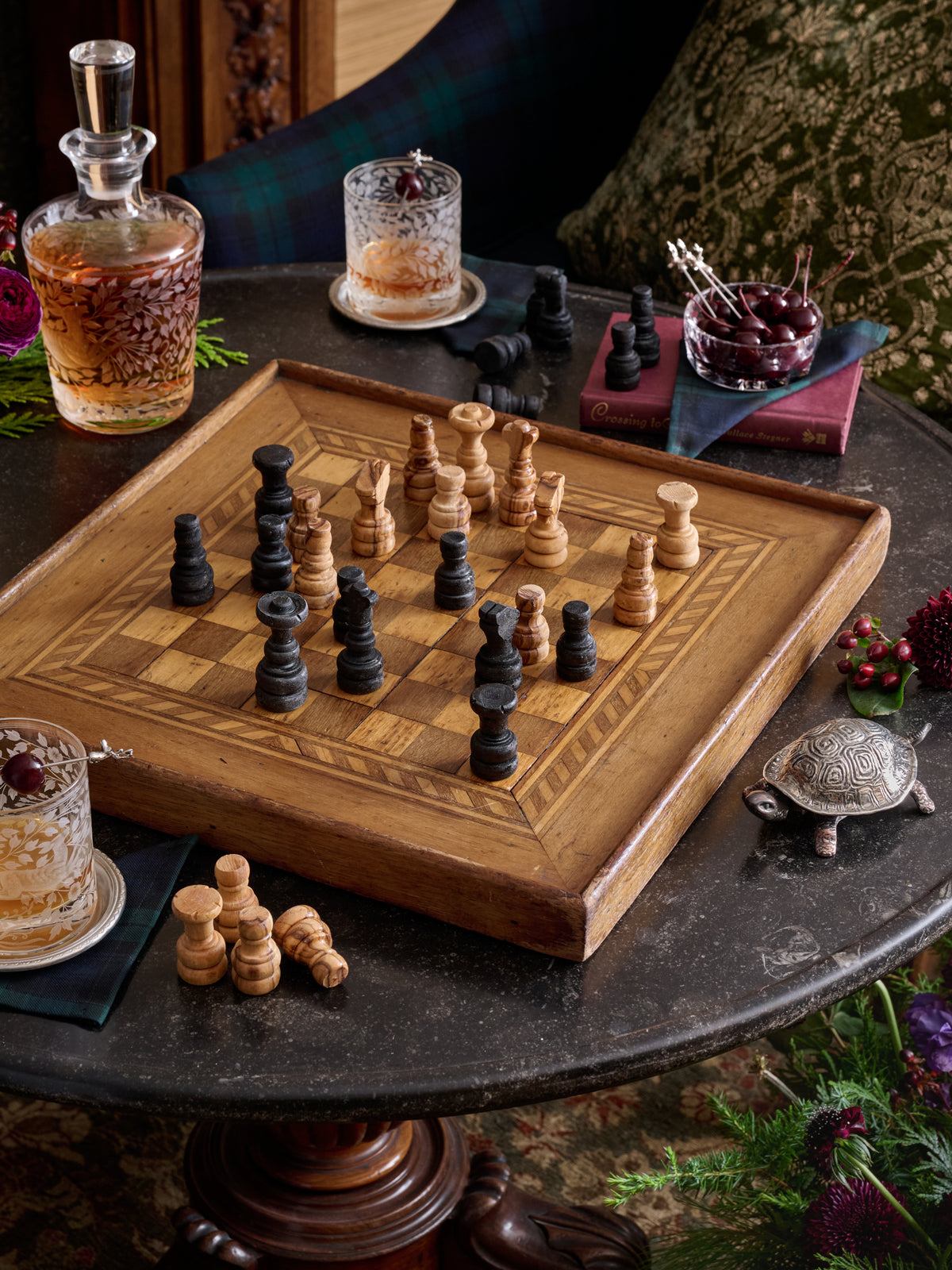 Vintage 1900 American Marquetry Game Board Weston Table