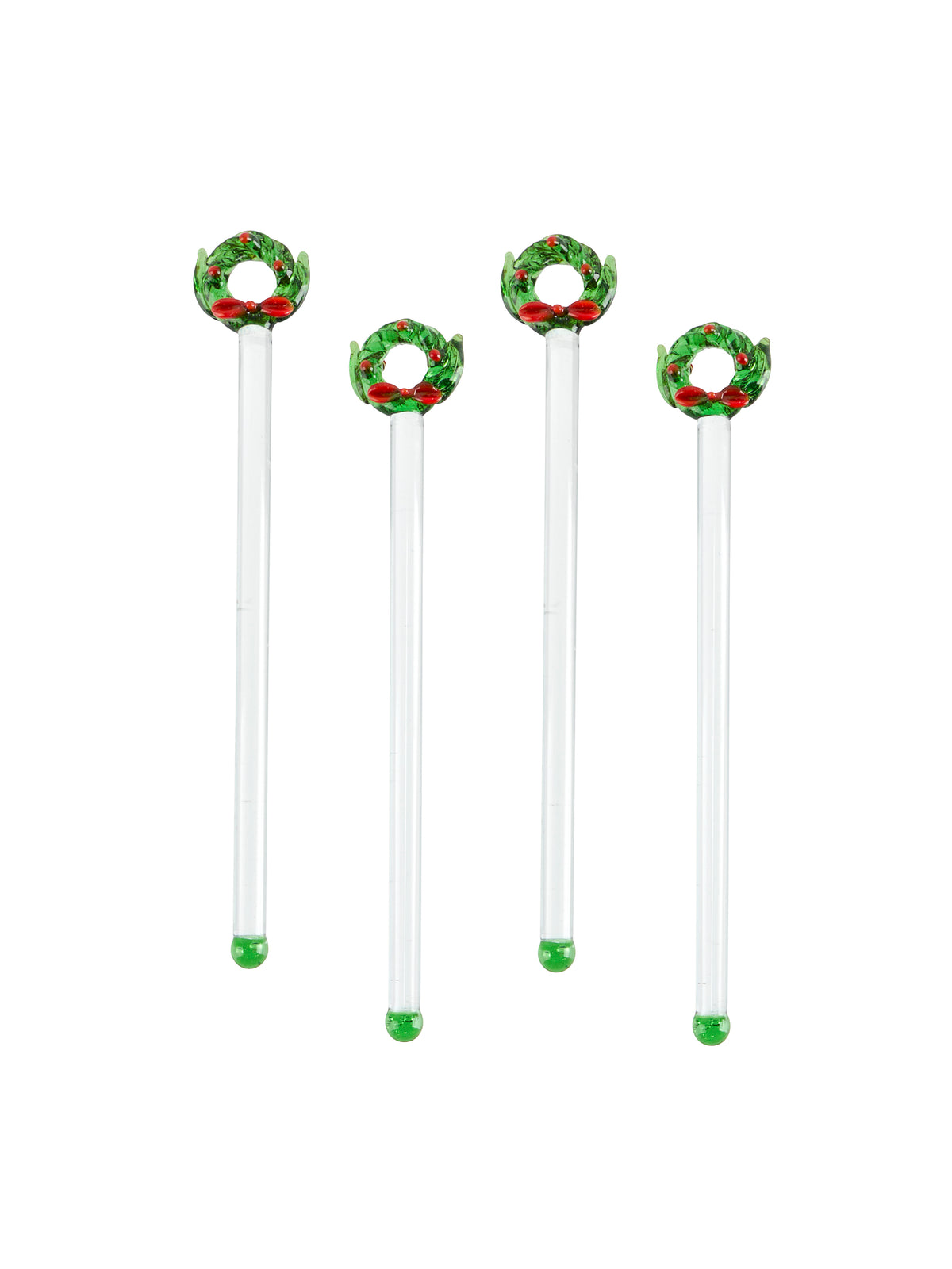 Vintage Wreath Glass Swizzle Sticks Set of Four Weston Table