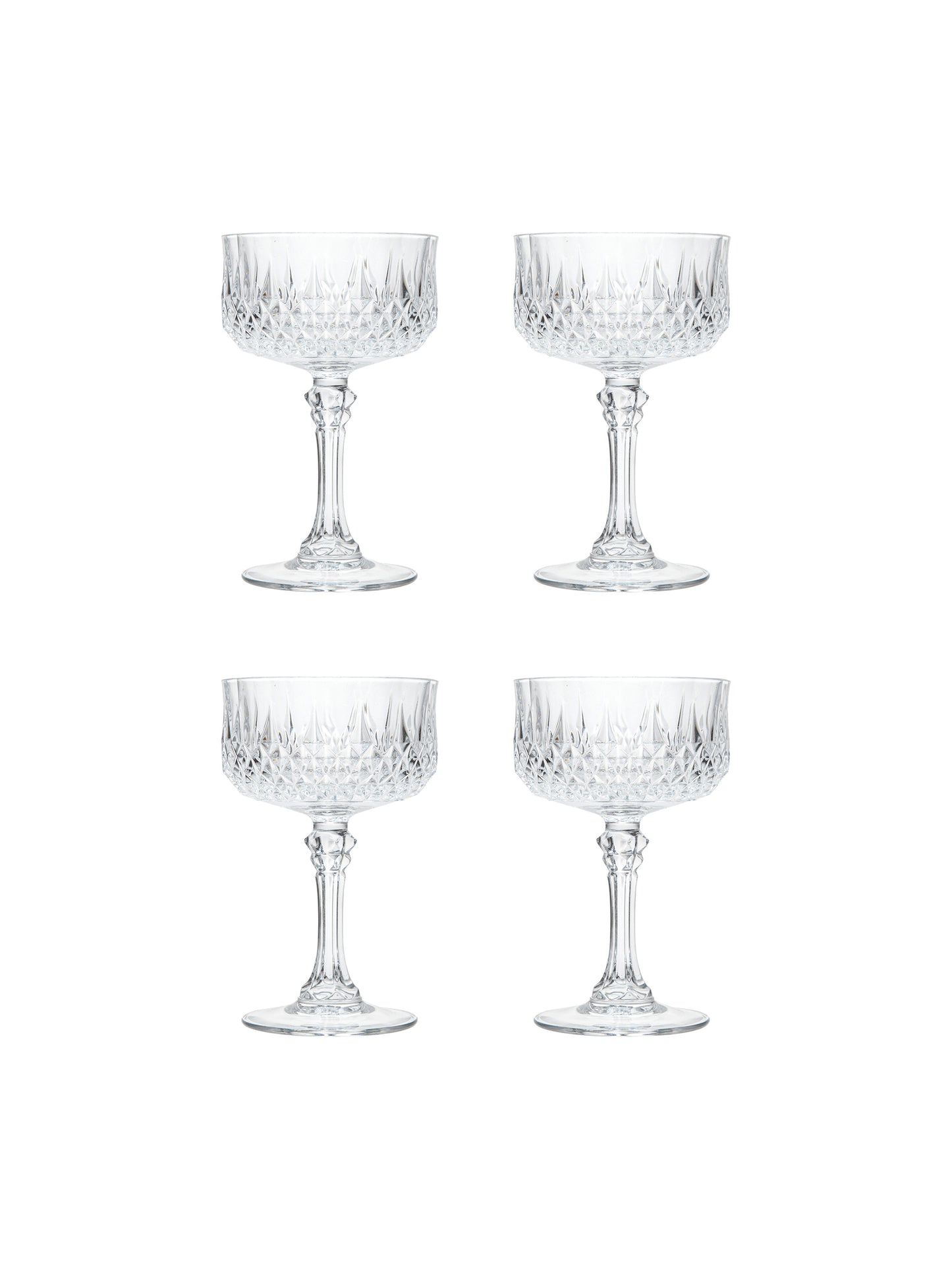 Vintage Cristal D-Arques Longchamp Champagne Coupes Glasses Set of Four Weston Table 