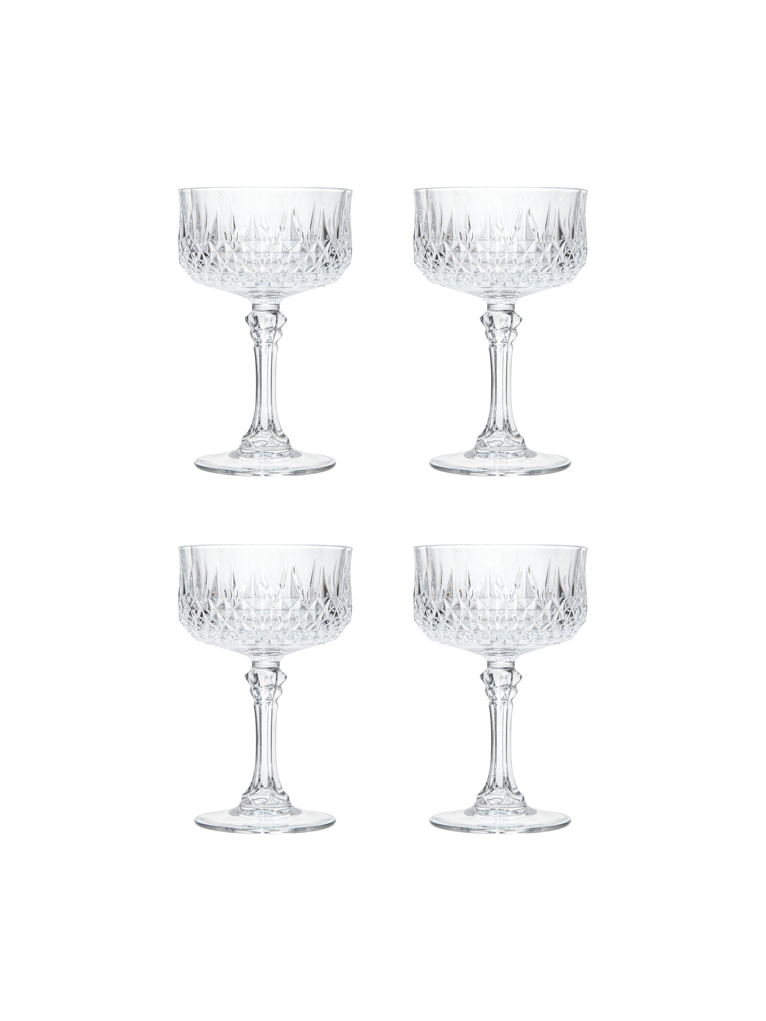 Vintage Cristal D-Arques Longchamp Champagne Coupes Glasses Set of Four Weston Table 