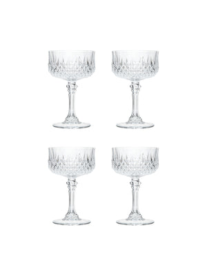  Vintage Cristal D-Arques Longchamp Champagne Coupes Glasses Set of Four Weston Table  