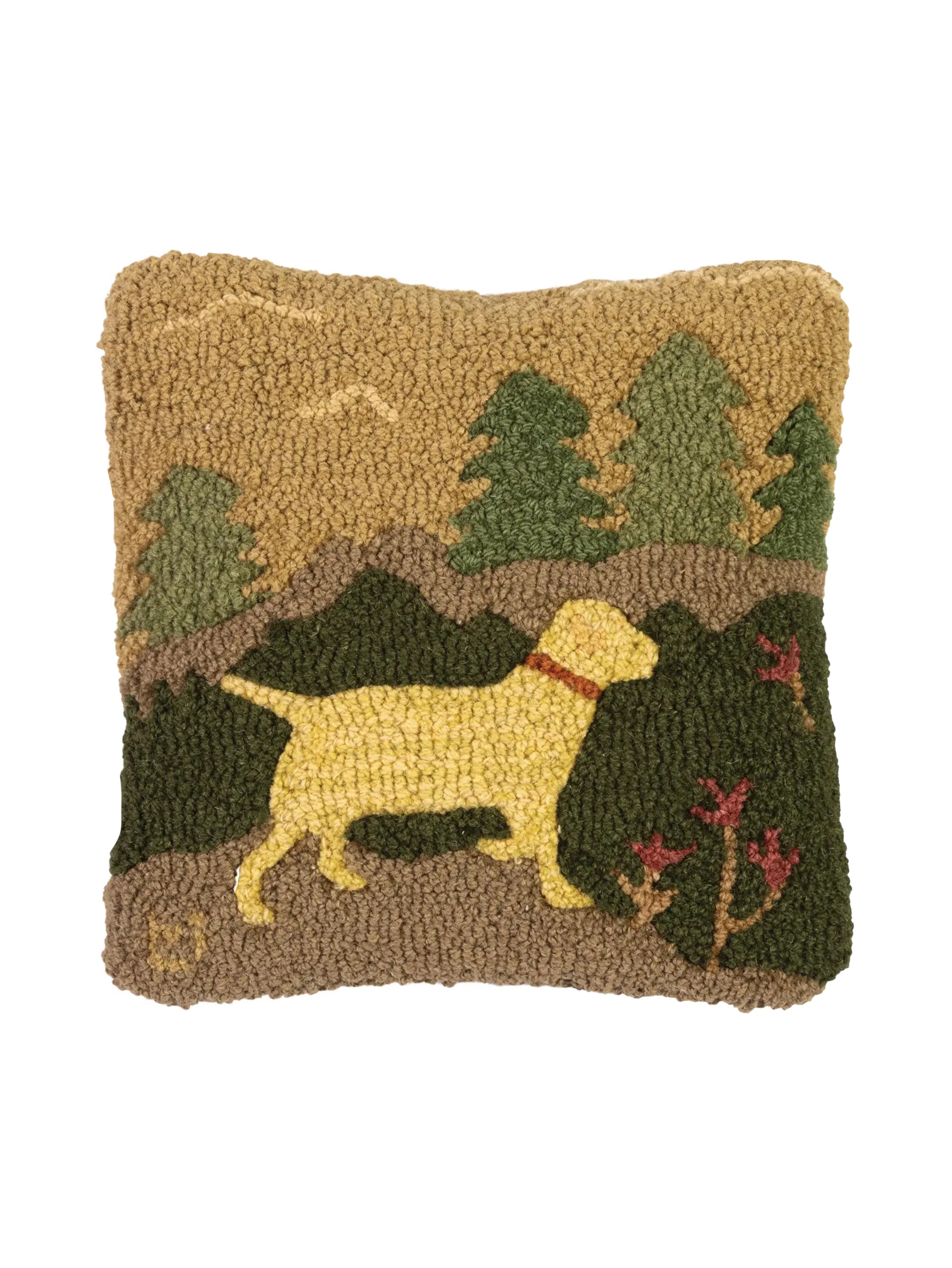 Walk in the Woods Lab Hooked Wool Pillow Weston Table