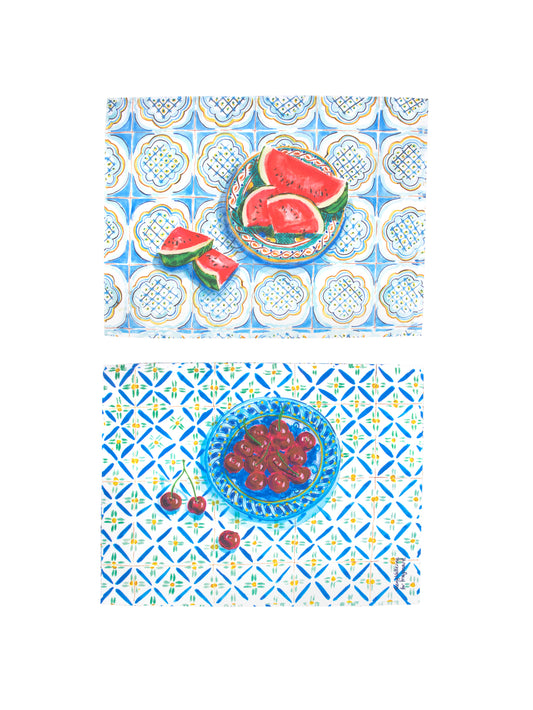 Watermelon and Cherries Two Sided Placemat Set Weston Table