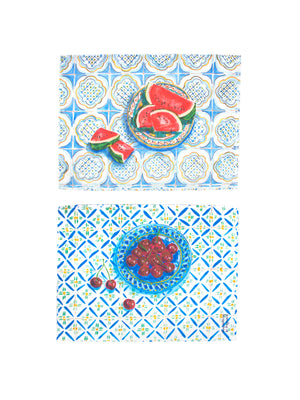  Watermelon and Cherries Two Sided Placemat Set Weston Table 