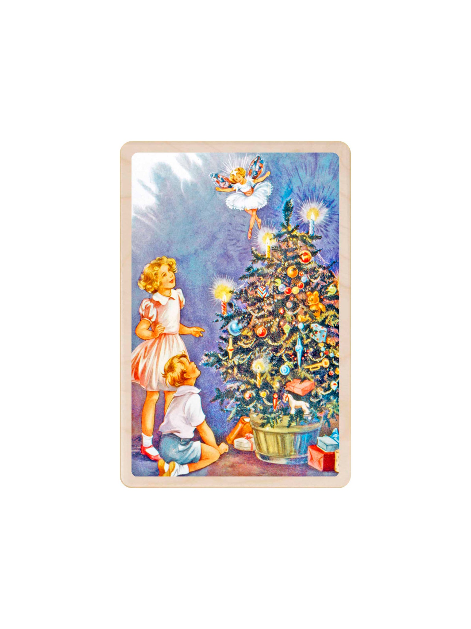 We Saw the Fairy Christmas Wooden Postcard Weston Table